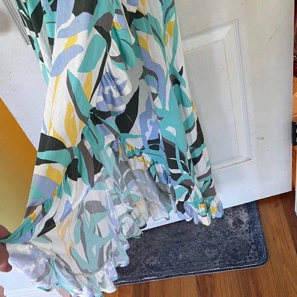 LASCANA Floral Ruffle BOHO Maxi Tropical Dress size 10 stretchy backless flowy - Picture 4 of 14